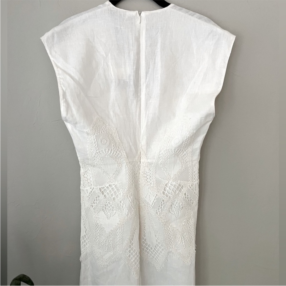 Zara White Sheath Dress Sleeveless Crew Neck